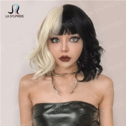 Witch Kuyla black and gold double spell COS European and American wig bangs female Wigs