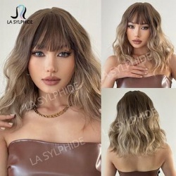 Short curly hair wigs with bangs