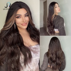 Wig female long hair natural full head set net red cute round face daily cos realistic fluffy big wave long curly hair
