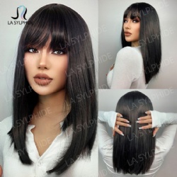 Wig female long hair summer natural full head set type locks hair styling net red round face in short hair simulation wig set