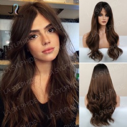 Wig female long hair natural simulation wig set fashionable explosive models net red long curly hair styling full head set type