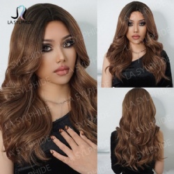 Wig female long hair in the part without bangs net red big wave long curly hair wig set natural realistic full head set type