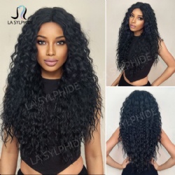 Black small volume before the lace imported silk small T1 * 5 medium long curly hair Japanese silk high-temperature silk wig female