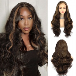 Mixed color 6/27 long curly hair big wave front lace wig chemical fiber hair set wigs