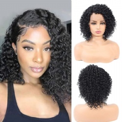 Front lace partial African curly wig Short curly synthetic fiber wig headgear