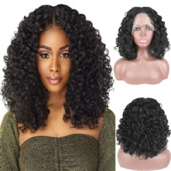 Front lace wig short curly black African small curly synthetic fiber headgear wigs